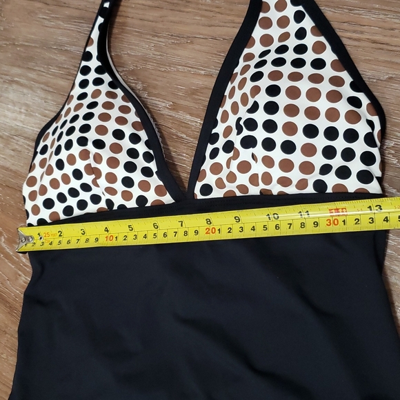 (12) AK Anne Klein One Piece Swimsuit Polka Dot Contemporary Resortwear Vacation - Picture 7 of 9